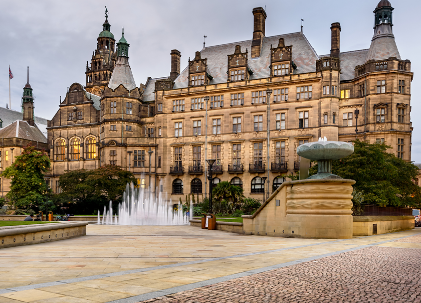 The historic town centre of Sheffield