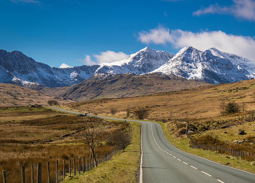 Sowdonia National Park covering over 800 miles of breathtaking landscapes, home to Mount Snowdon, the tallest mountain in Wales